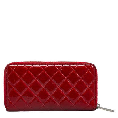 Chanel CC Patent Matelasse Zip Around Wallet  Leather Long Wallet in Good condition