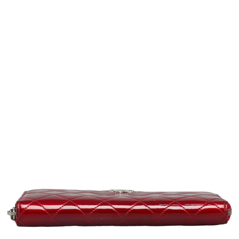 Chanel CC Patent Matelasse Zip Around Wallet  Leather Long Wallet in Good condition