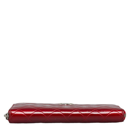 Chanel CC Patent Matelasse Zip Around Wallet  Leather Long Wallet in Good condition