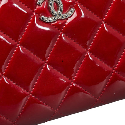 Chanel CC Patent Matelasse Zip Around Wallet  Leather Long Wallet in Good condition