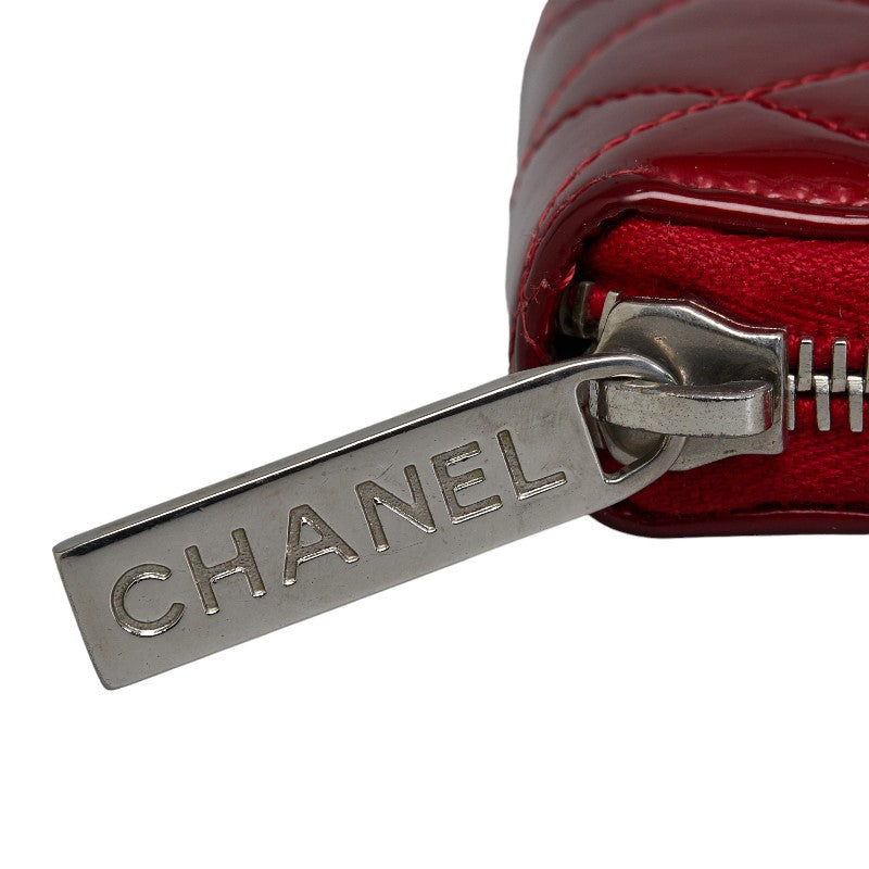Chanel CC Patent Matelasse Zip Around Wallet  Leather Long Wallet in Good condition