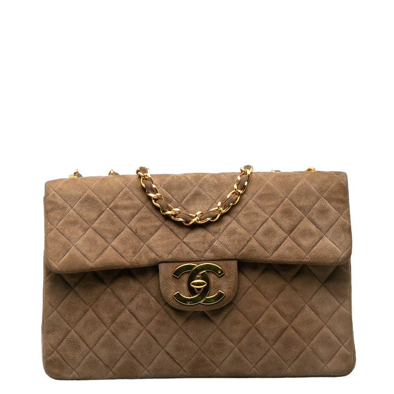 Chanel CC Suede Maxi Classic Single Flap Bag Suede Shoulder Bag in Good condition