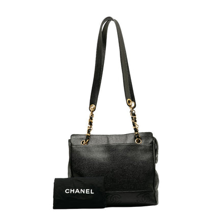 Chanel Triple CC Caviar Tote Bag Leather Tote Bag in Good condition