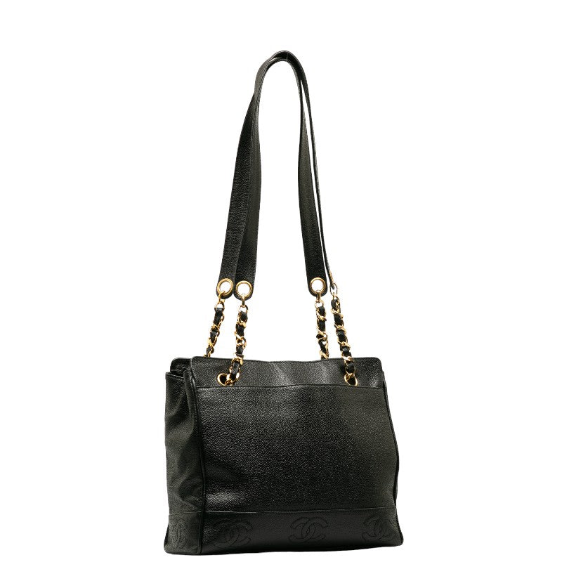 Chanel Triple CC Caviar Tote Bag Leather Tote Bag in Good condition