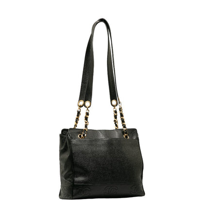 Chanel Triple CC Caviar Tote Bag Leather Tote Bag in Good condition