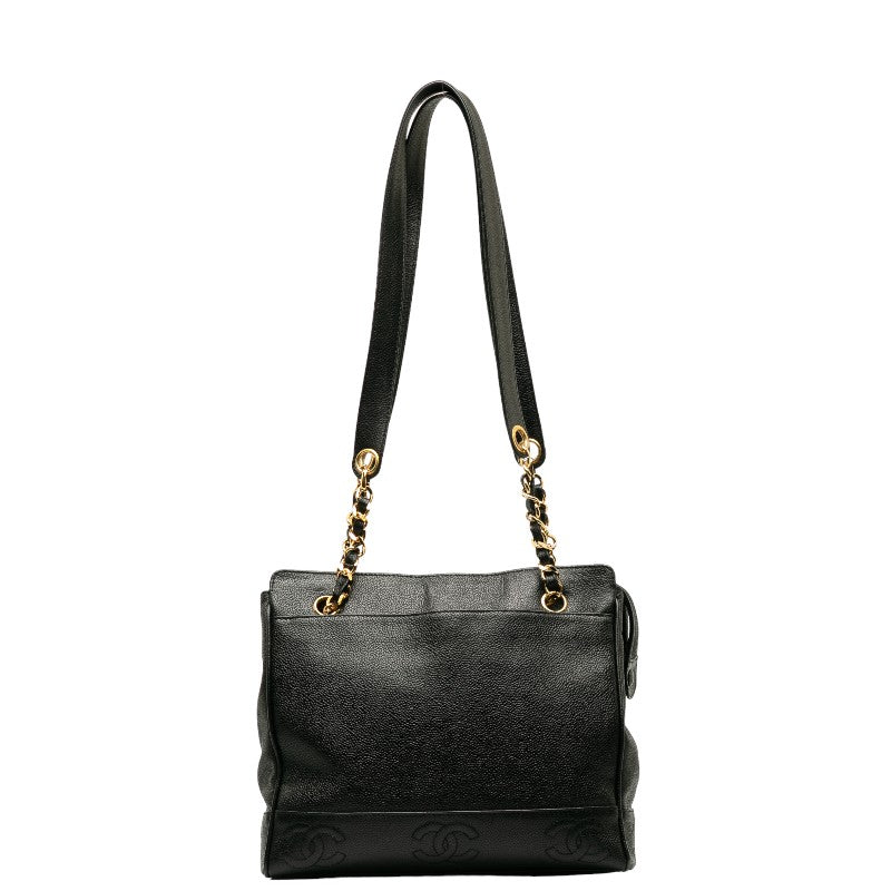 Chanel Triple CC Caviar Tote Bag Leather Tote Bag in Good condition