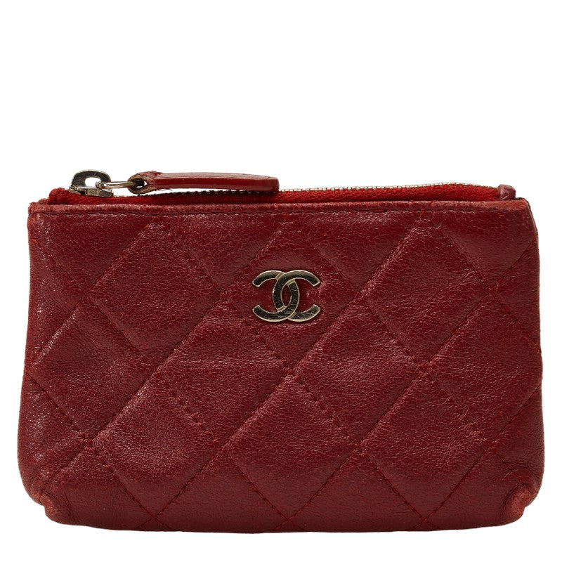 Chanel Quilted Leather Coin Purse Leather Coin Case in Good condition