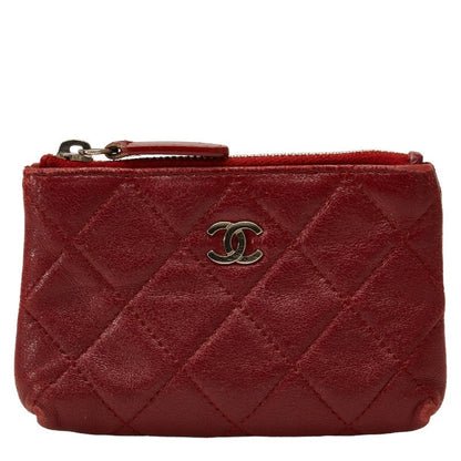 Chanel Quilted Leather Coin Purse Leather Coin Case in Good condition