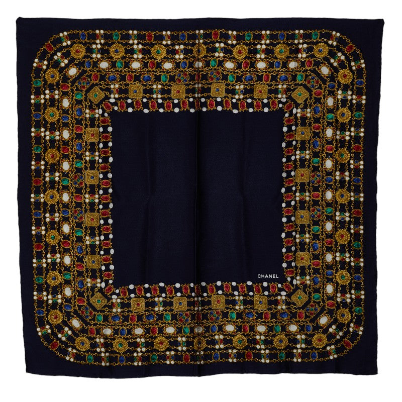 Chanel Chain Color Stone Silk Scarf  Canvas Scarf in Good condition