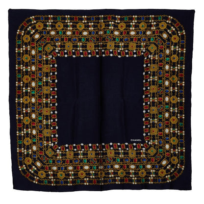 Chanel Chain Color Stone Silk Scarf  Canvas Scarf in Good condition