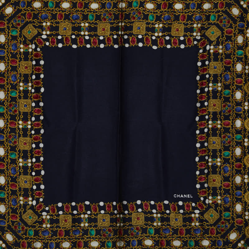 Chanel Chain Color Stone Silk Scarf  Canvas Scarf in Good condition