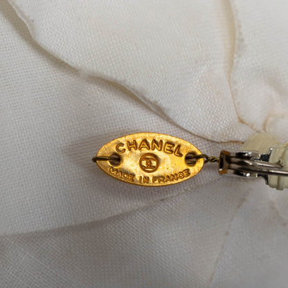 Chanel Camellia Flower Brooch Canvas Brooch in Good condition