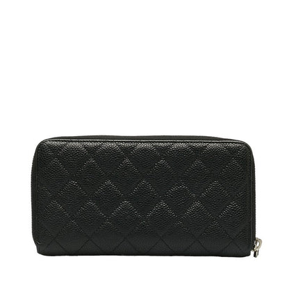 Chanel CC Caviar Matelasse Zip Wallet  Leather Long Wallet in Good condition