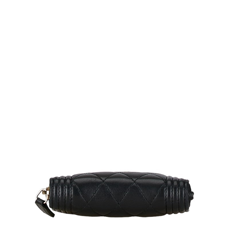 Chanel Quilted Leather Boy Coin Purse Leather Coin Case in Good condition