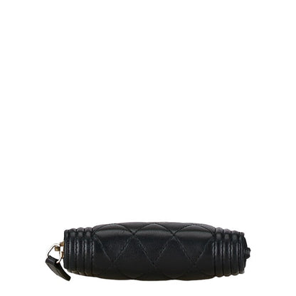 Chanel Quilted Leather Boy Coin Purse Leather Coin Case in Good condition