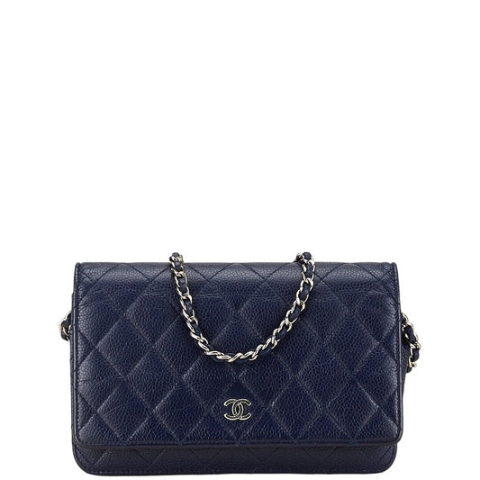 Chanel Coco Mark Matelasse Caviar Skin Wallet on Chain