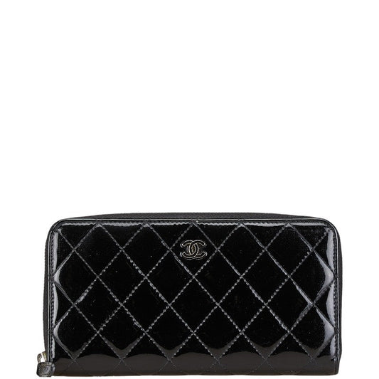 Chanel Coco Mark Matelassé Patent Leather Long Wallet