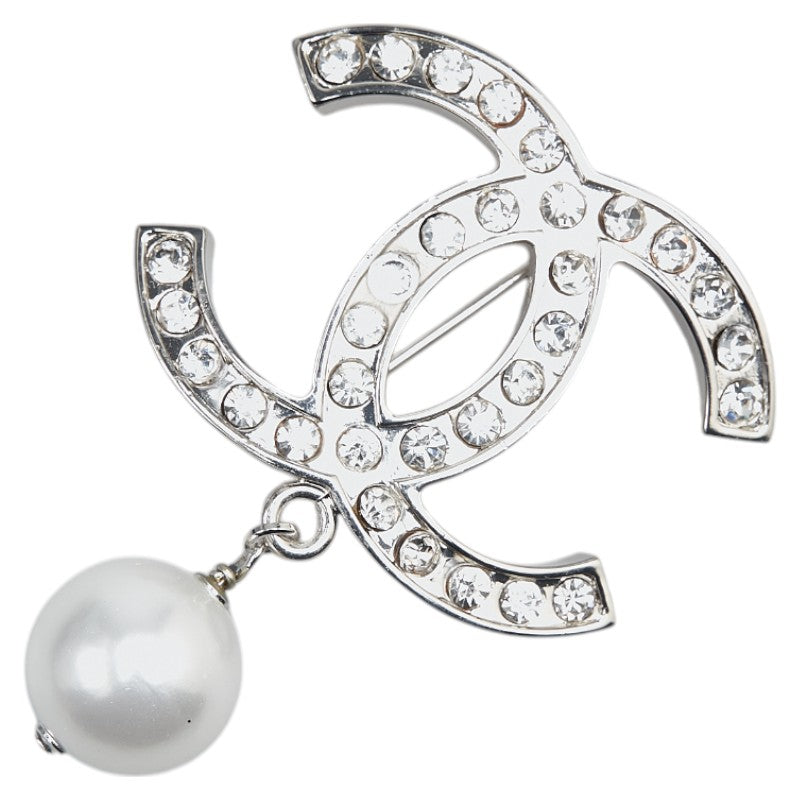 Chanel Metal Coco Mark Faux Pearl Brooch 07V