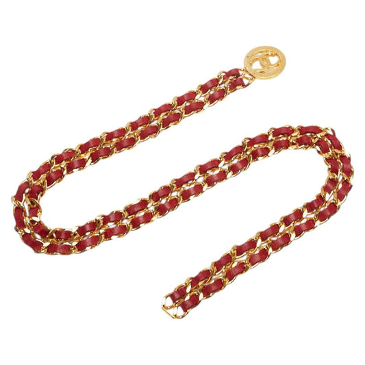 Chanel Gold-Plated Leather Coco Mark Belt