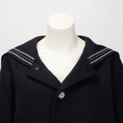 Dior Navy Wool Pearl Embellished Logo Jacket FR 36