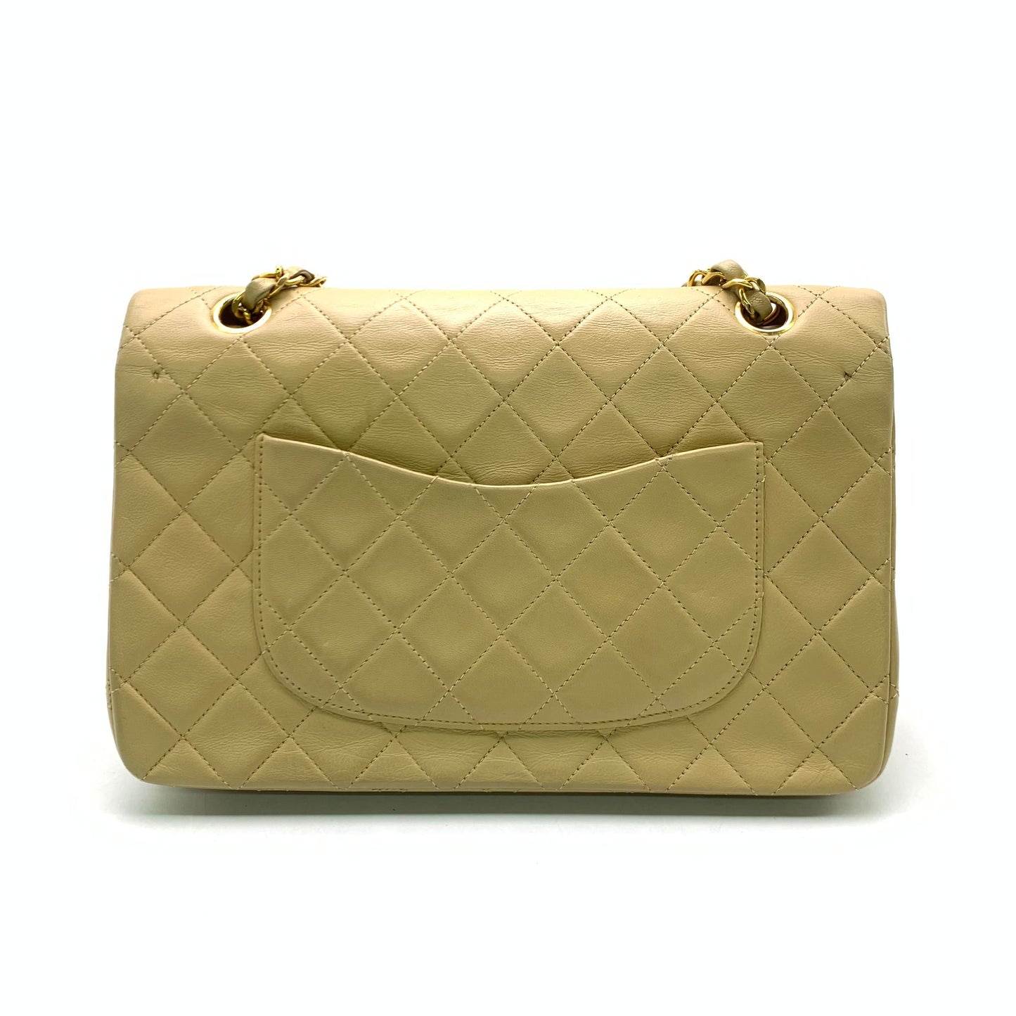 Chanel Classic Flap Vintage Medium Beige Lambskin Leather with 24k Gold HW, 1994-1996