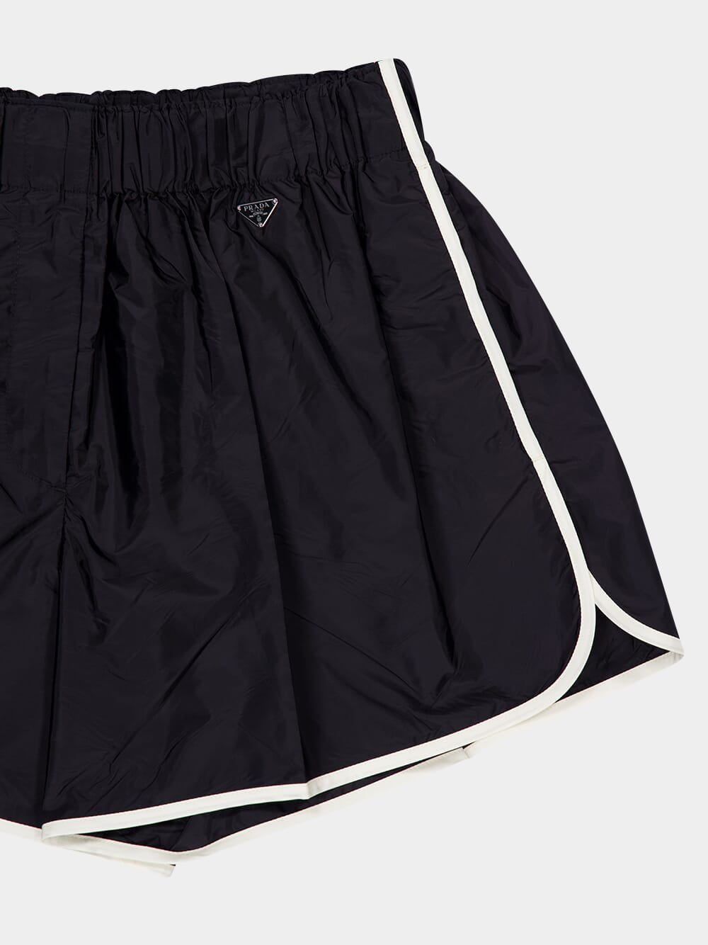Black Recycled Nylon High-Waist Shorts