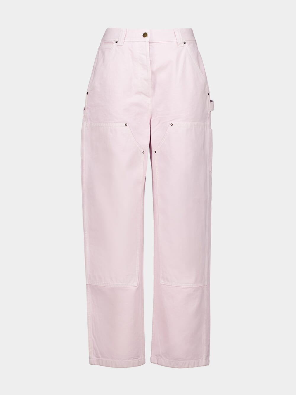 Light Pink Canvas Trousers with Leather