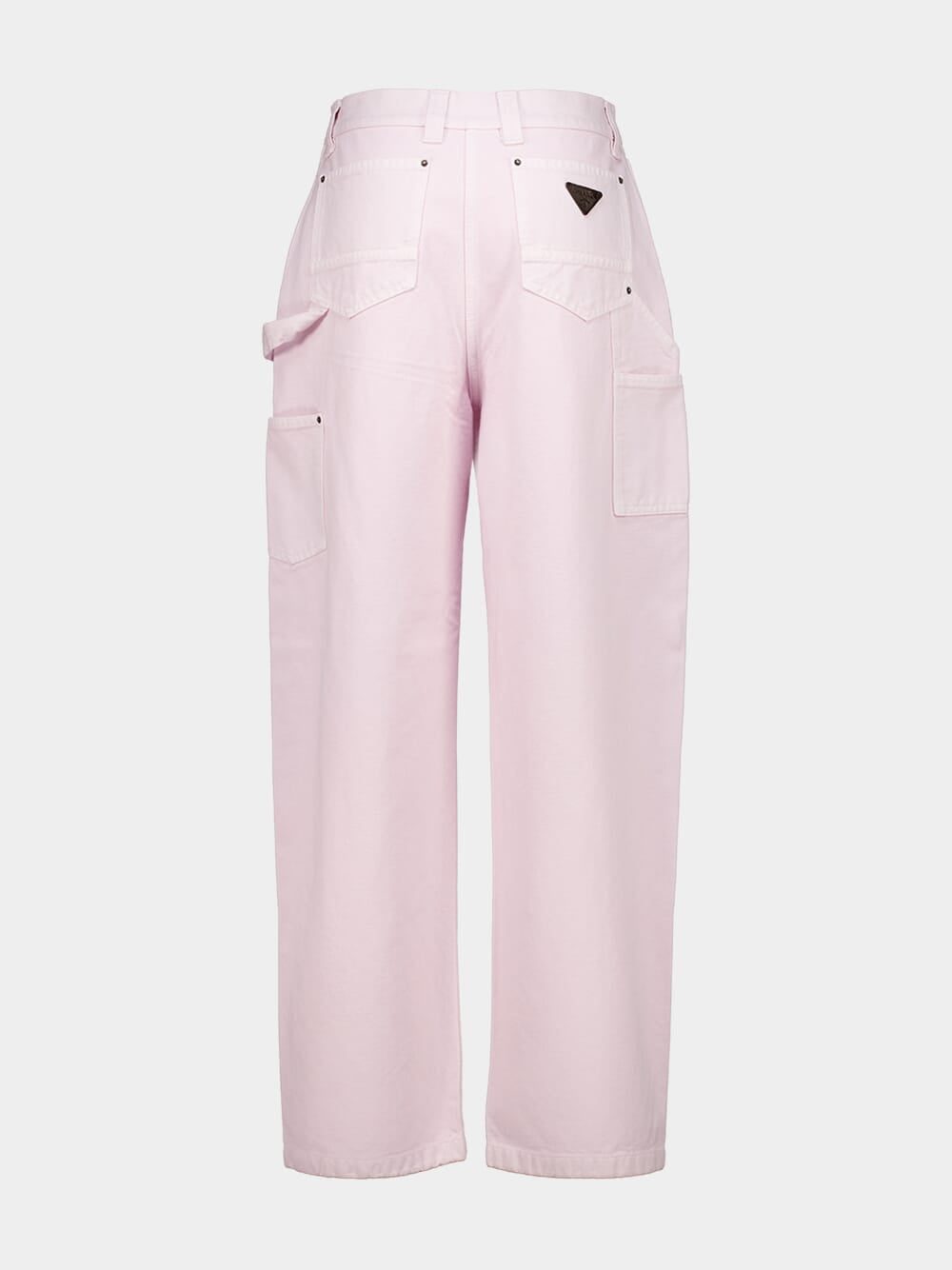 Light Pink Canvas Trousers with Leather