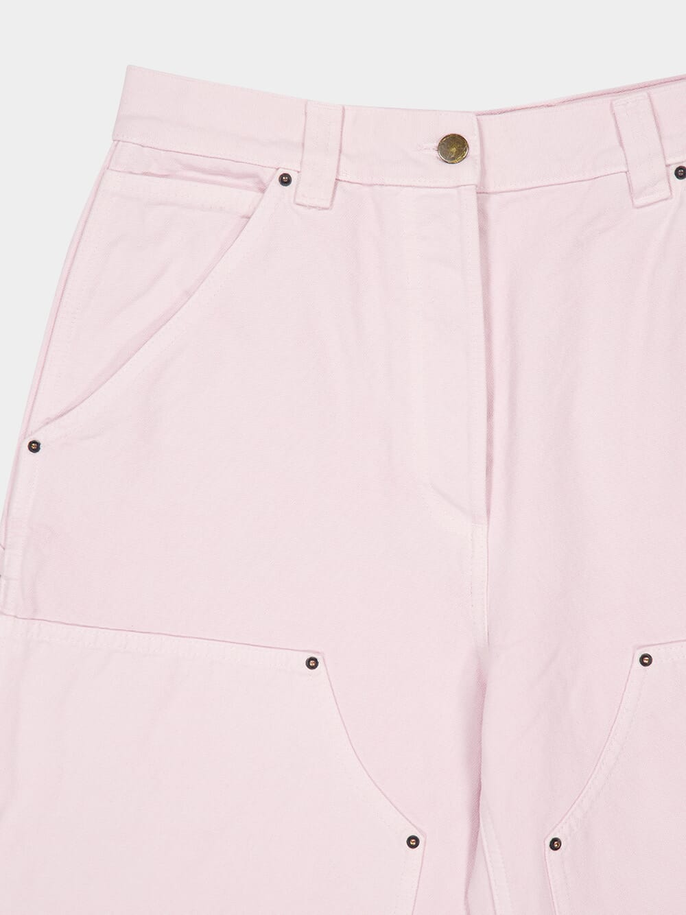 Light Pink Canvas Trousers with Leather