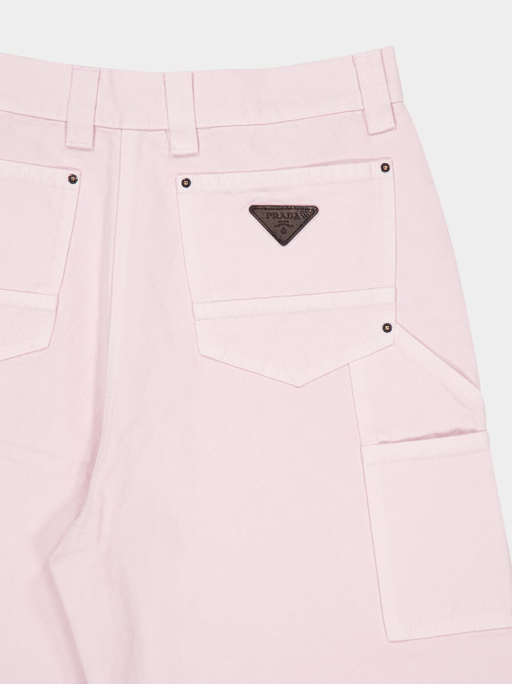 Light Pink Canvas Trousers with Leather