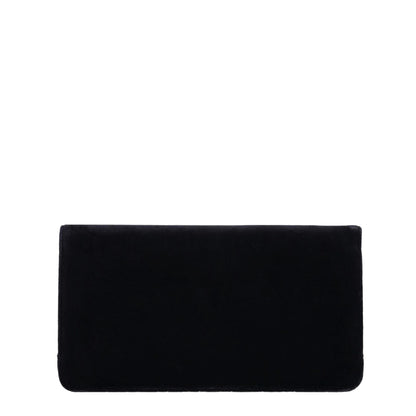 Crystal Embellished Velvet Clutch Black