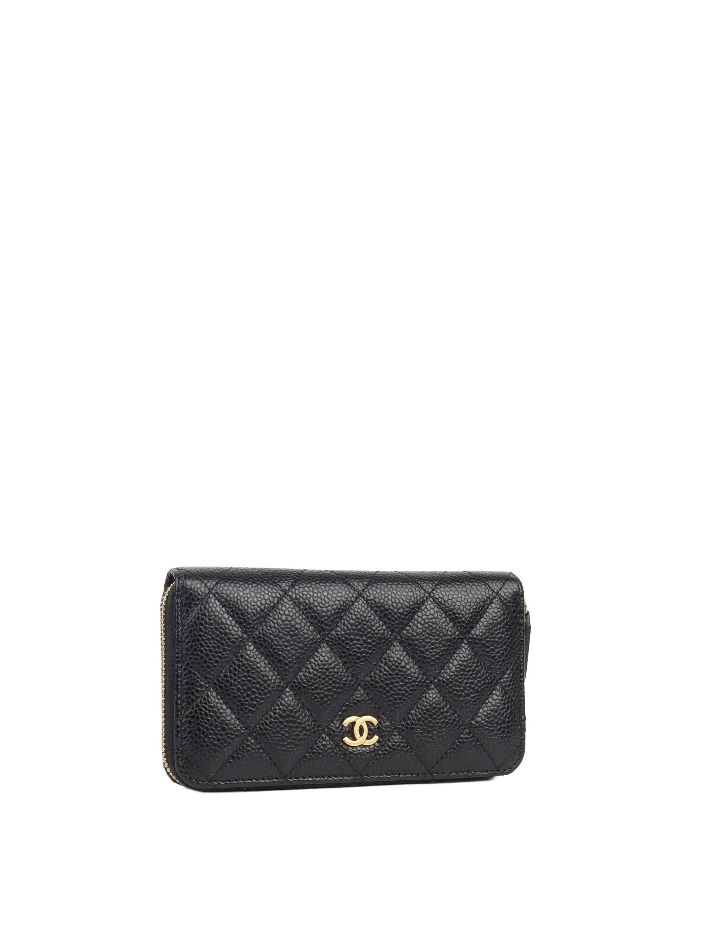 Chanel Zip Around Black Caviar Wallet.