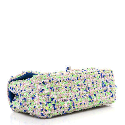 Tweed Quilted Mini Rectangular Flap White Blue Green