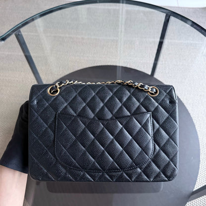 Chanel Classic Flap Medium - Caviar 25CM Quilted Black Gold Hardware Series 10