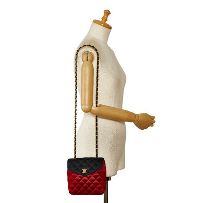 Chanel Quilted Satin Chain Shoulder Bag Canvas Shoulder Bag in Good condition