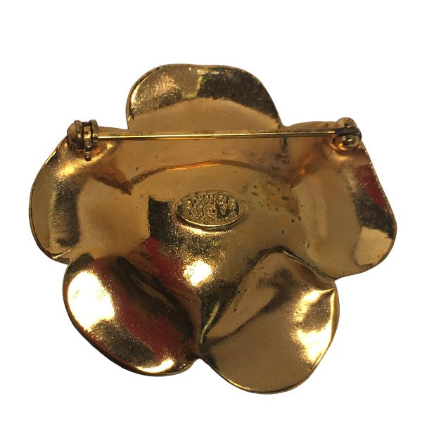 CHANEL Brooch metal Champagne Gold corsage CC logo camellia OOT Women Used
