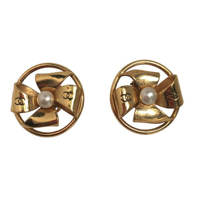 CHANEL Earring Gold Plated gold Earring COCO Mark Women Used