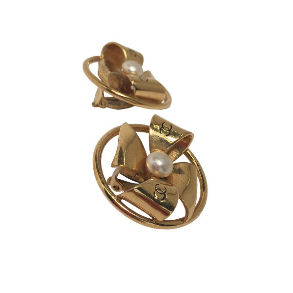 CHANEL Earring Gold Plated gold Earring COCO Mark Women Used