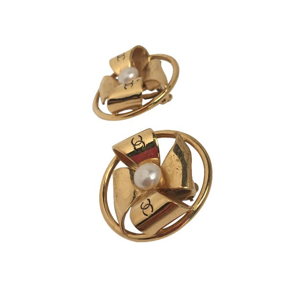 CHANEL Earring Gold Plated gold Earring COCO Mark Women Used