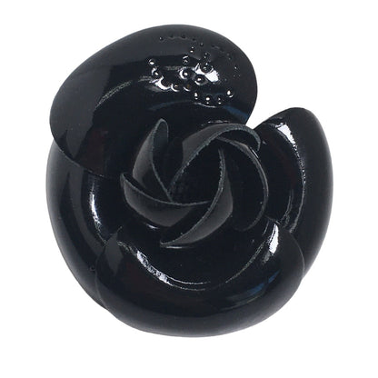 CHANEL Brooch Patent, part: leather black Camelia With Box corsage Women Used