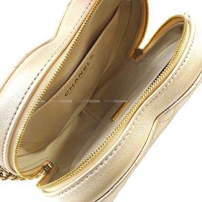 2022SS Chanel Shoulder Bag Heart Matelasse Coco Flap Large Chain Gold Lambskin Champagne Gold