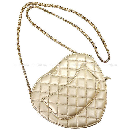 2022SS Chanel Shoulder Bag Heart Matelasse Coco Flap Large Chain Gold Lambskin Champagne Gold