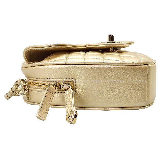 2022SS Chanel Shoulder Bag Heart Matelasse Coco Flap Large Chain Gold Lambskin Champagne Gold