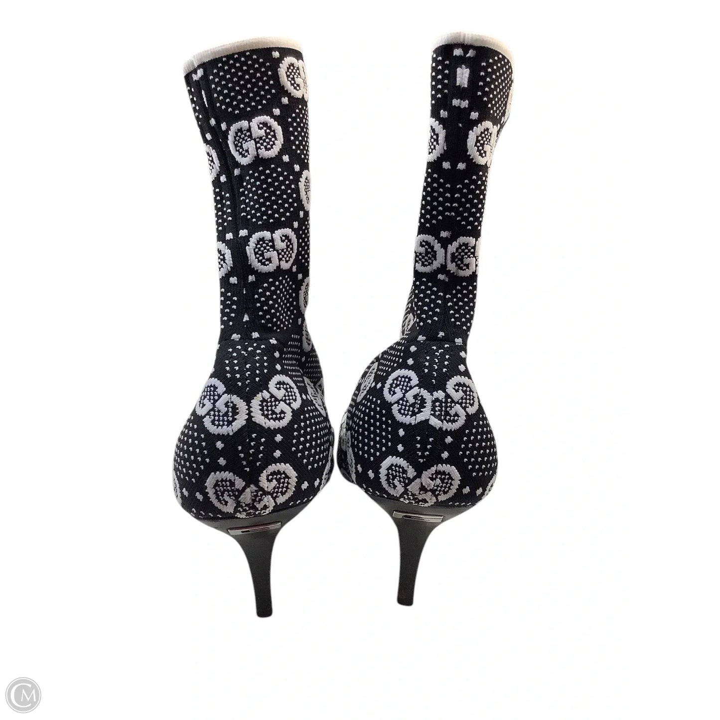 Boots Luxury Designer By Gucci In Black & White, Size: 9(39)