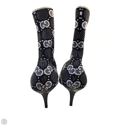 Boots Luxury Designer By Gucci In Black & White, Size: 9(39)