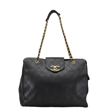 Chanel Quilted Leather Chain Tote Bag Leather Tote Bag in Good condition