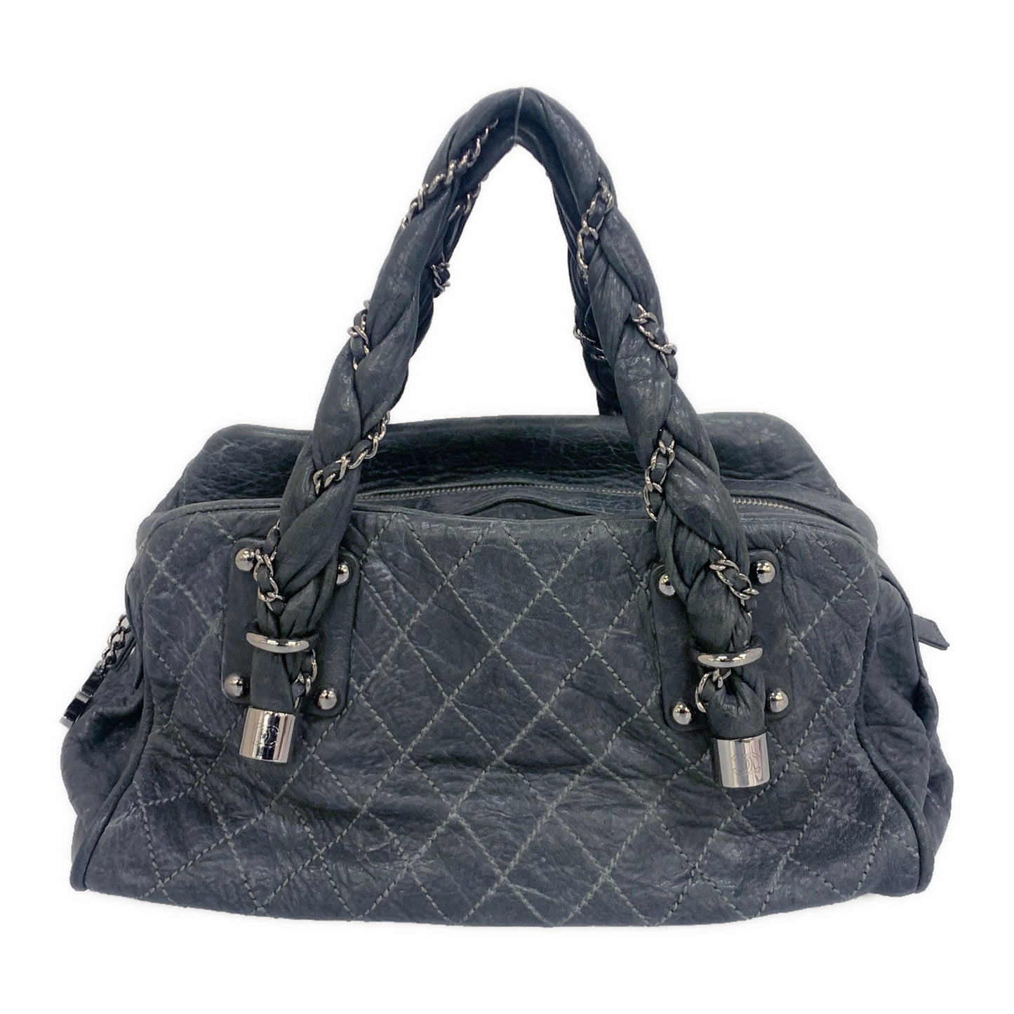 Chanel Boston Bag GRY Leather