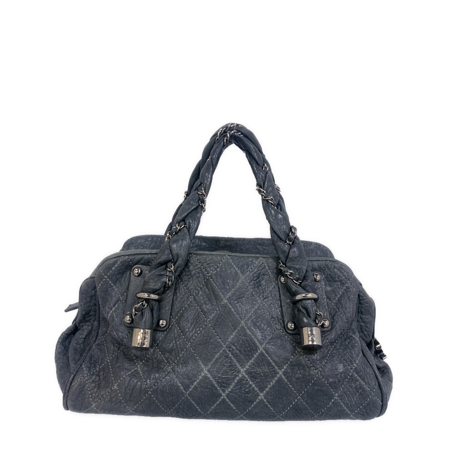Chanel Boston Bag GRY Leather