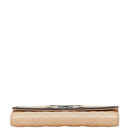 Chanel CC Filigree Matelasse Caviar Skin Long Wallet