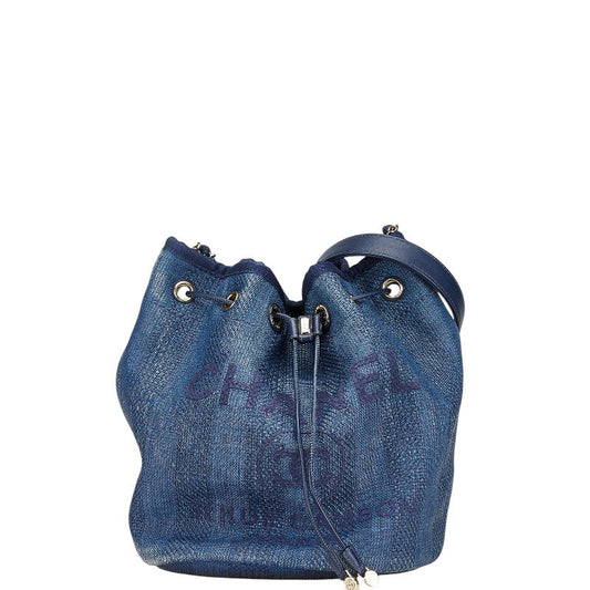 Chanel Deauville Straw Leather Shoulder Bag
